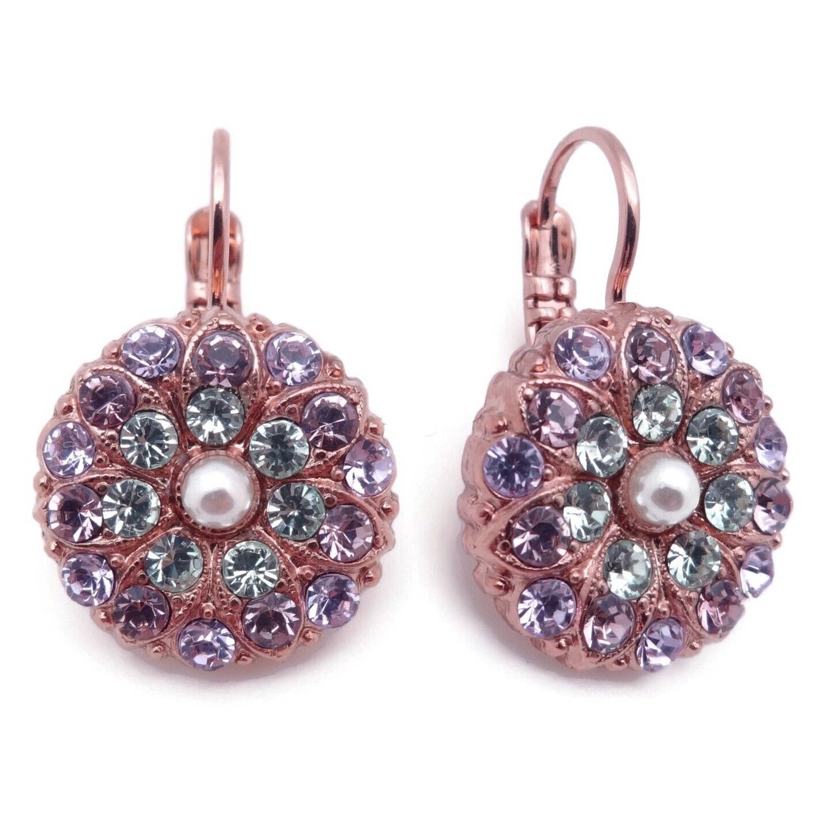 Mariana Mint Chip Rose Gold Earrings Faux Pearl Purple Green Mosaic Mix 1148 Nwt 57$